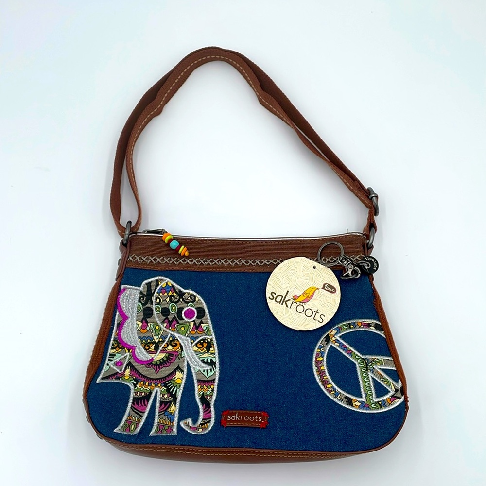 Sakroots One World Elephant Purse Adjustable Strap Artist Boho Bag Peace - NEW‎